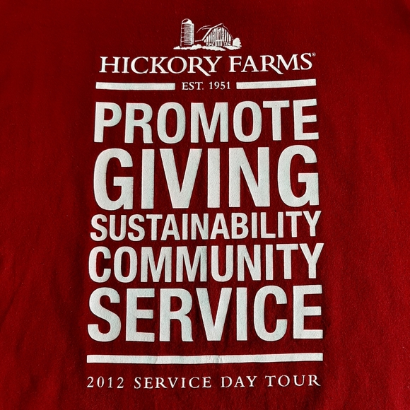 Hickory Farms Mens XL Red "Day of Service" 2012 Tour Short-Sleeve T-Shirt - Picture 4 of 7